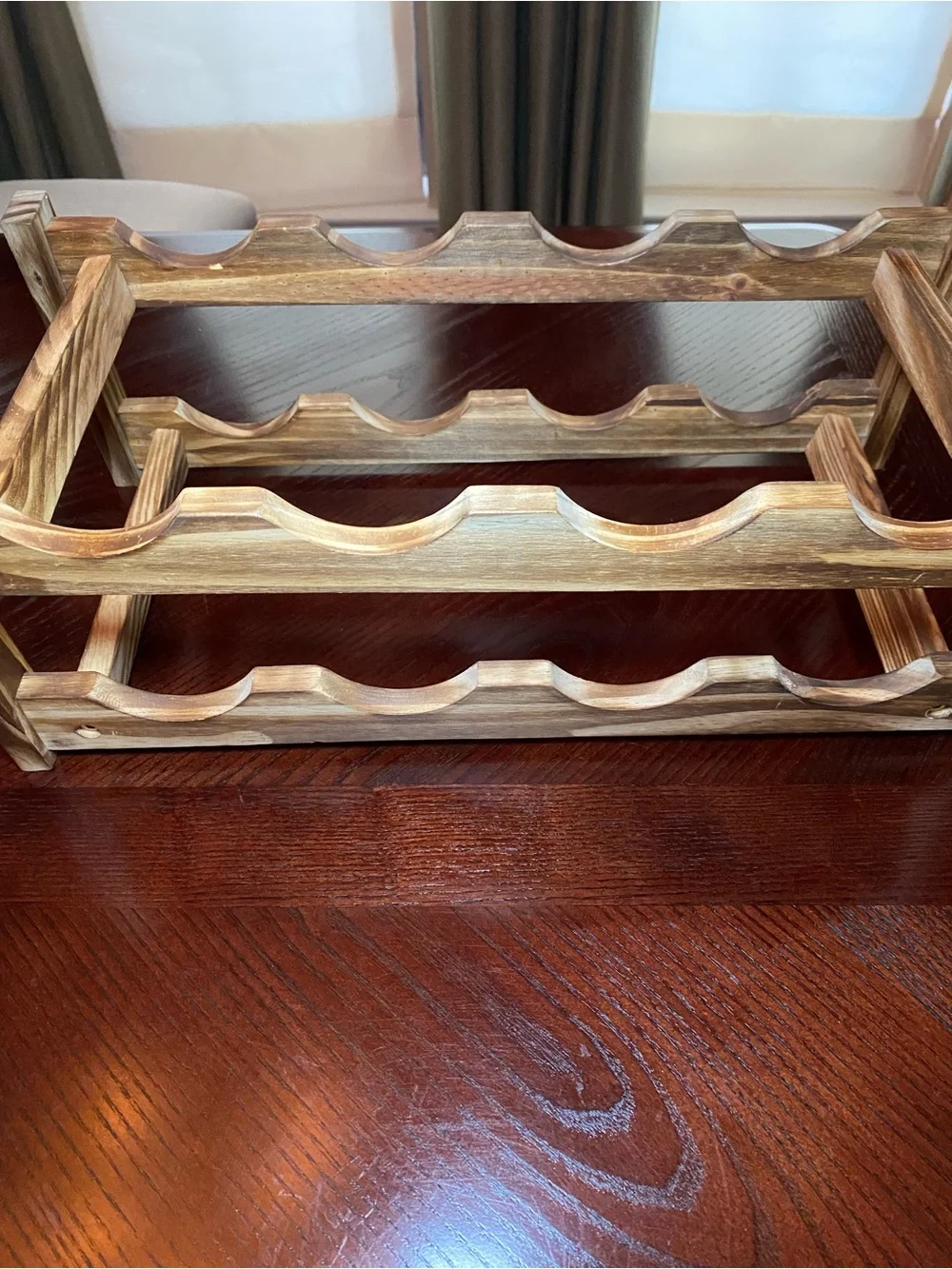 Eight bottle two tier wine rack table top design light brown wood